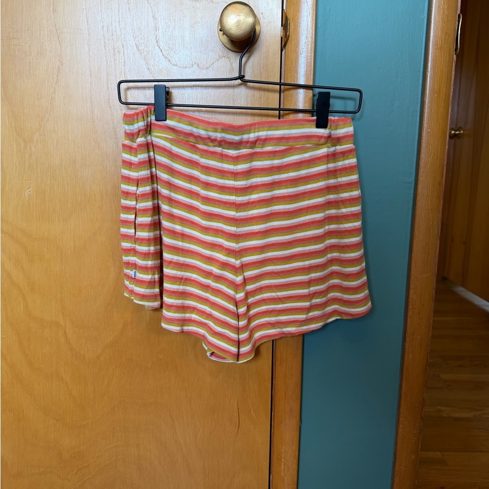 Striped Knit Lounge Shorts with Drawstring - Picture 2 of 3
